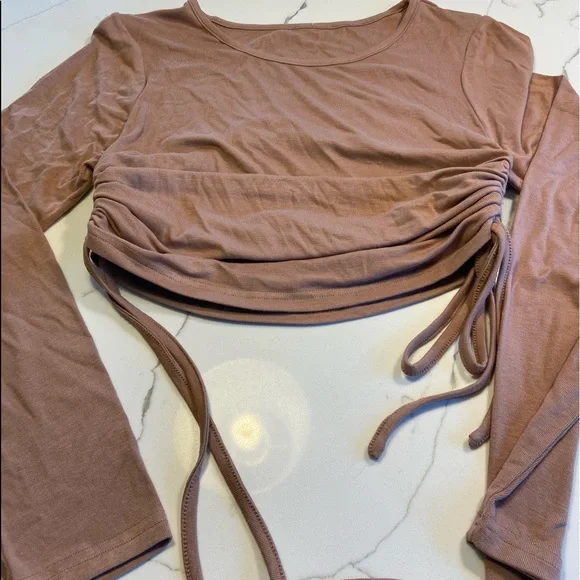 SHEIN Tops Shein Size Small Camel Colored Side Ties Long